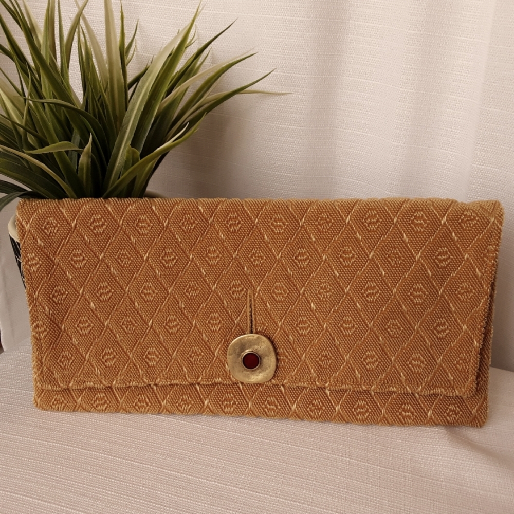 CAHOOTS HANDBAGS OVERSIZED CLUTCH GOLD FRIEZE